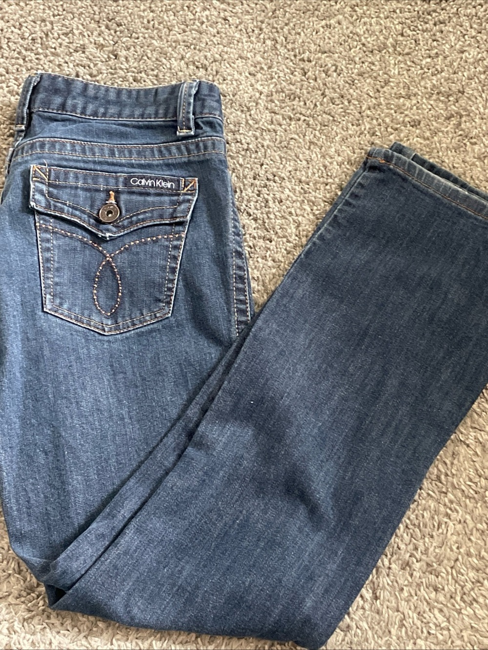 Calvin Klein Jeans Women's Straight Leg Dark Blue Denim